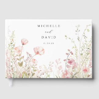 Zarte Wildblumen-Hochzeit Gästebuch