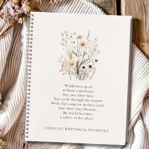 Zarte Wildblumen Inspirierendes Gedicht Notizbuch