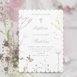 zarte Wildblumen Taufe Einladung