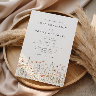 Zarte Wildblumen-Wiesen-Hochzeit Einladung