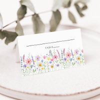 Zarte Wildblumen-Wiesen-Hochzeitsplatzkarte