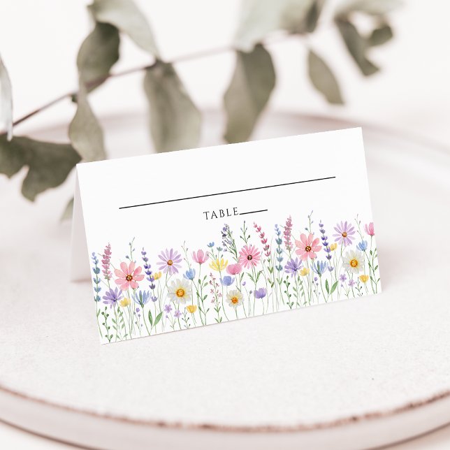 Zarte Wildblumen-Wiesen-Hochzeitsplatzkarte (Von Creator hochgeladen)