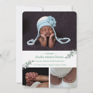 Zarte willkommene Foto-Geburts-Mitteilung Ankündigung