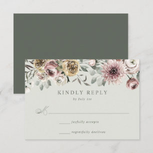 Zarte Winter-Blumenhochzeit RSVP Karte