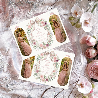 Zarte Zwillinge Quinceañera Rosafarbenes Florales Save The Date