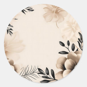 Zarter Beige Hintergrund mit Blume Runder Aufkleber