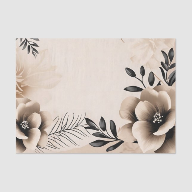 Zarter Beige Hintergrund mit Blume Seidenpapier (Vorderseite)