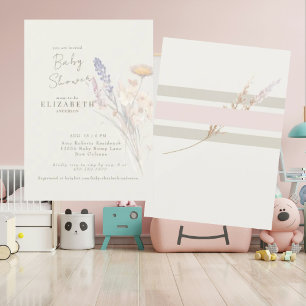 Zarter Botanischer Blumen-Creme-II-Baby-Shower Einladung