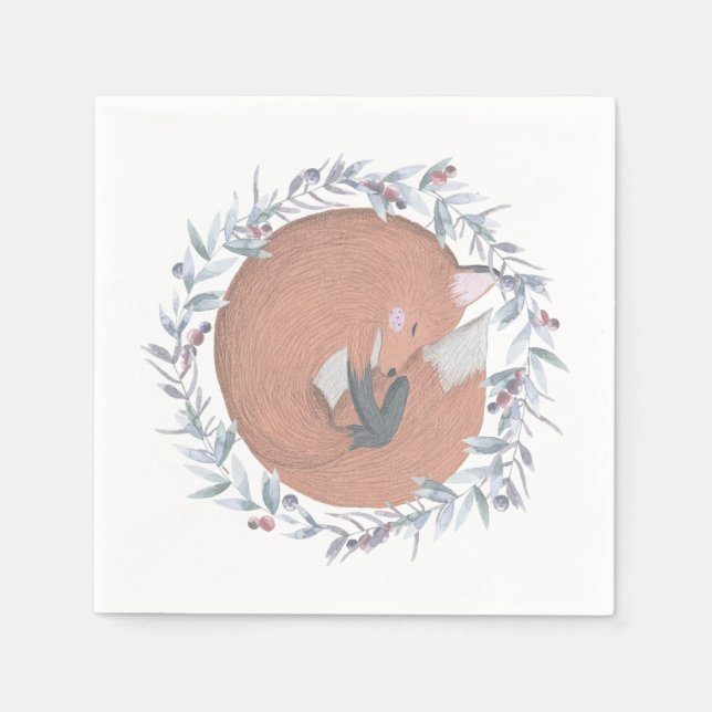 Zarter Botanischer Fuchs Serviette (Vorderseite)