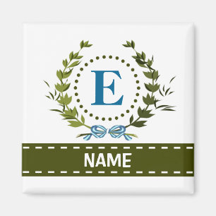 Zarter Efeukranz und Bogenname mit Monogramm E Magnet