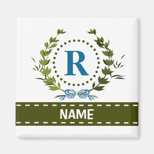 Zarter Efeukranz und Bogenname mit Monogramm R Magnet