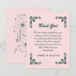 Zarter Grace Blush- und Schiefergrauer Blumenhochz Dankeskarte