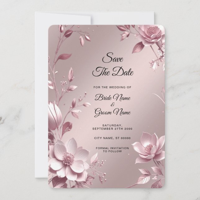 Zarter rosa Blumenrahmen Save-The-Date Save The Date (Vorderseite)