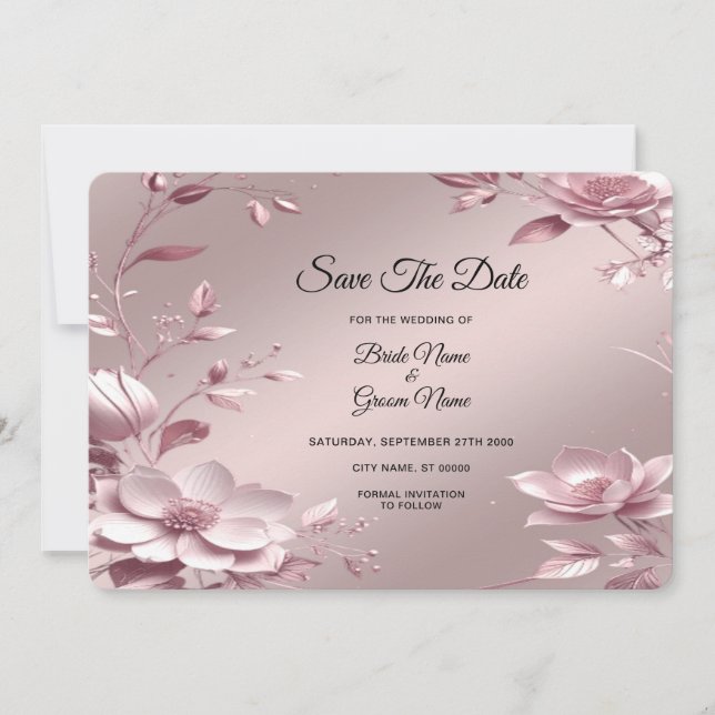 Zarter rosa Blumenrahmen Save-The-Date Save The Date (Vorderseite)