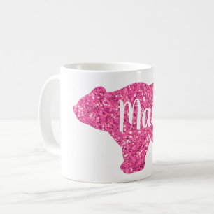 Zarter rosa Glitzer Mama Bären Design Kaffeetasse