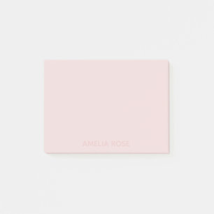 Zarter rosa Name auf weichem rosafarbenem Hintergr Post-it Klebezettel