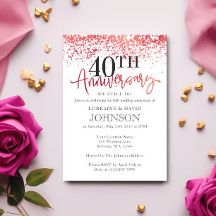 Zarter rosa Rot 40. Hochzeitstag Einladung