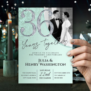 Zarter sanfter mintgrüner 36. Hochzeitstag Einladung