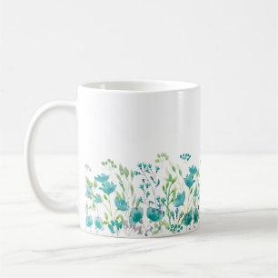 Zarter türkisfarbener Blumenrand Kaffeetasse
