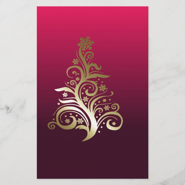 Zarter Weihnachtsbaum Briefpapier (Vorderseite)
