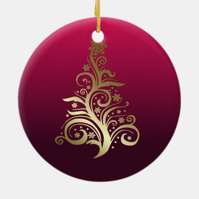 Zarter Weihnachtsbaum Keramikornament (Hinten)