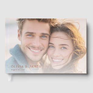 Zartes Beige realistisches Foto Gästebuch