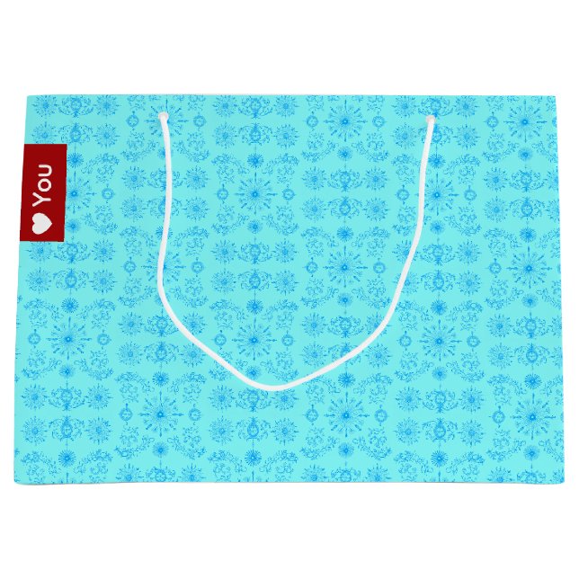 Zartes Blau auf Türkis Große Geschenktüte (Vorderseite)