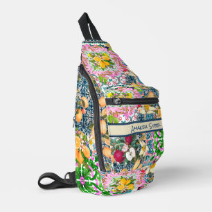 Zartes blaues, sizilianisches Zitrusfliesen Crossbody Bag