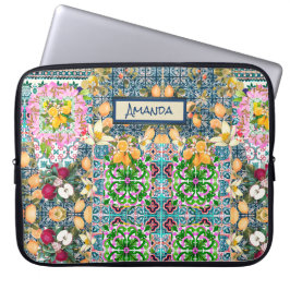 Zartes blaues, sizilianisches Zitrusfliesen Laptopschutzhülle