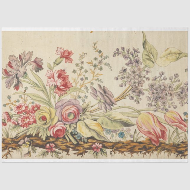 Zartes Blumendecoupage Seidenpapier (Vorderseite)
