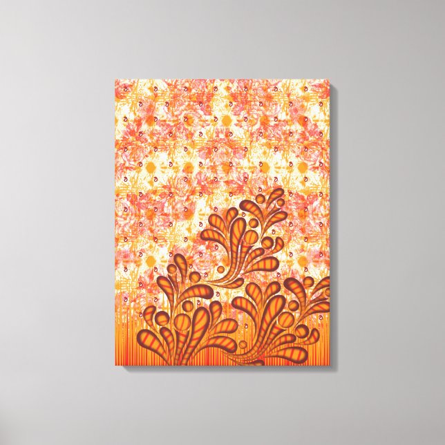 Zartes Blumendesign auf beige Texturierte Leinwand (Vorderseite)