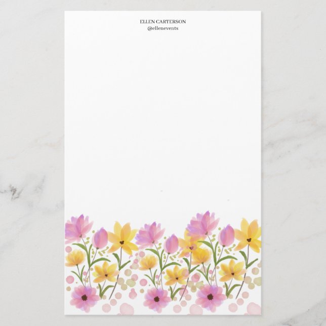 Zartes Blumengarten-Monogramm-Schreibwarenpapier Briefpapier (Vorderseite)