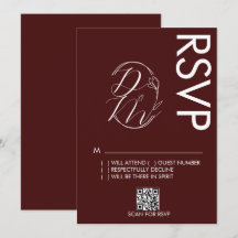 Zartes Blumenlogo Hochzeit Burgunderrot RSVP-Karte