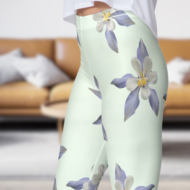 Zartes Blumenmuster Leggings (Pale Petals on Honeydew)