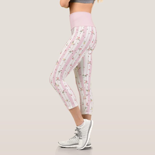 Zartes Blumenmuster Rosa Leggings (Links)