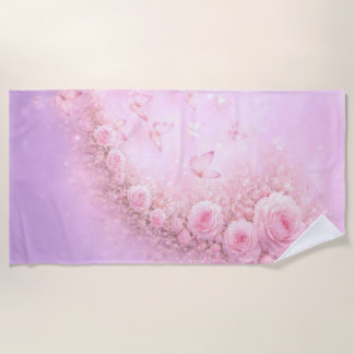 Zartes Blumenmuster – Sanfte rosa Rosen mit Sanfth Strandtuch