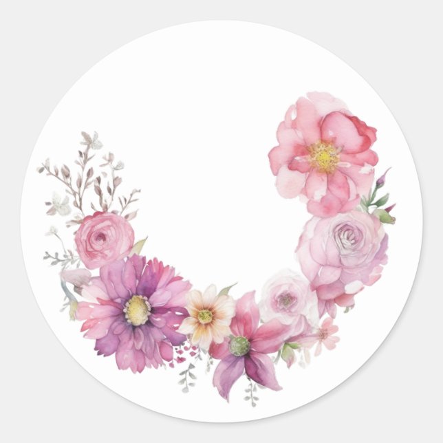 Zartes Blumenreath Pink Aufkleber (Vorderseite)