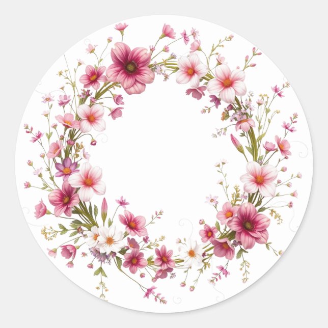 Zartes Blumenreath Pink Aufkleber (Vorderseite)