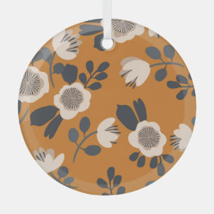 Zartes botanisches vintage Blumenmuster Ornament Aus Glas