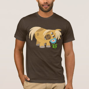 Zartes Cartoon-Pony und Blumen-T - Shirt