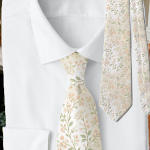 Zartes, elegantes botanisches Blumenmuster Krawatte