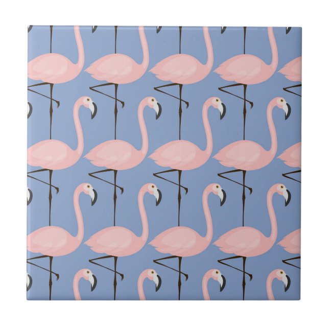 Zartes Flamingo-Muster Fliese (Vorderseite)