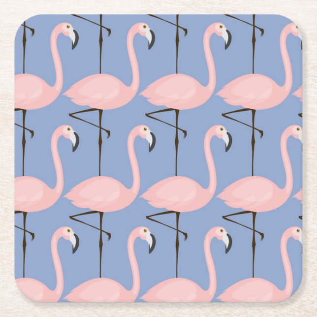 Zartes Flamingo-Muster Rechteckiger Pappuntersetzer (Vorderseite)