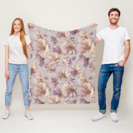 Zartes Flieder-Margerite-Rahm-Blumenmuster Fleecedecke