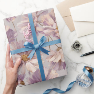 Zartes Flieder-Margerite-Rahm-Blumenmuster Geschenkpapier