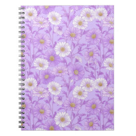 Zartes Flieder-Margerite-Rahm-Blumenmuster Notizblock