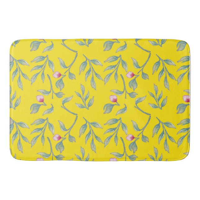 Zartes florales Blazing Yellow Floral Bath Mat Badematte (Vorderseite)