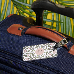 Zartes florales individuelles Monogramm Gepäckanhänger