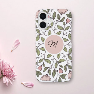 Zartes florales individuelles Monogramm  iPhone 16 Hülle