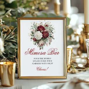 Zartes Florales Mimosa Bar Blush Burgund Schilder